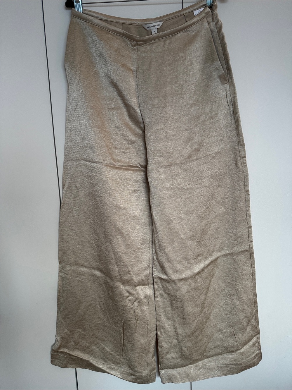 Banana Republic Wide Leg Champagne Satin Trousers